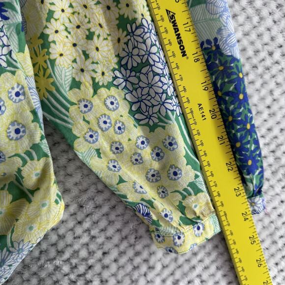 Talbots Top Womens Plus 3X Blue Spring Floral Popover Round Neck Long Sleeve - Picture 10 of 12